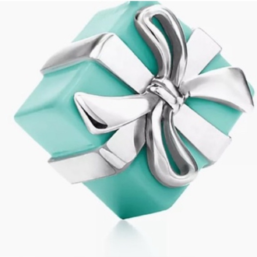 TIFFANY & CO ICONIC BLUE BOX SILVER/ENAMEL CHARM  100% AUTHENTIC GOOD CONDITION